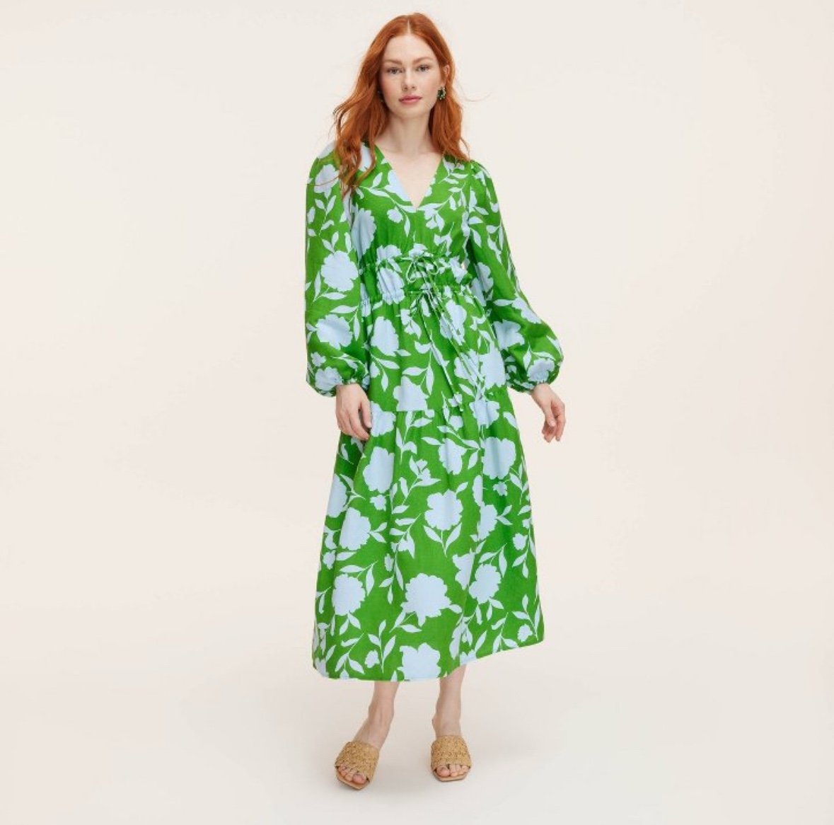 NWT Women's Classic Rose Linen Long Sleeve Maxi Dress kate spade x Target (Sz:S)