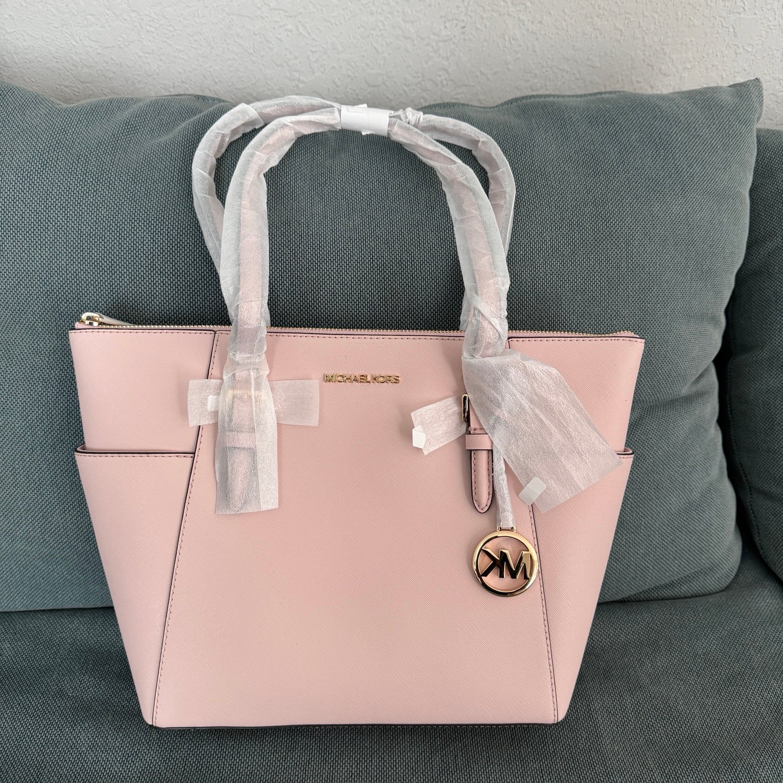 Michael Kors Charlotte Saffiano Leather Large Top Zip Tote