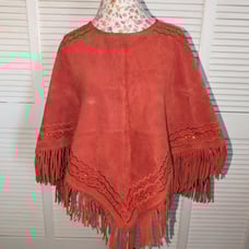 Rare vintage leather fringed poncho