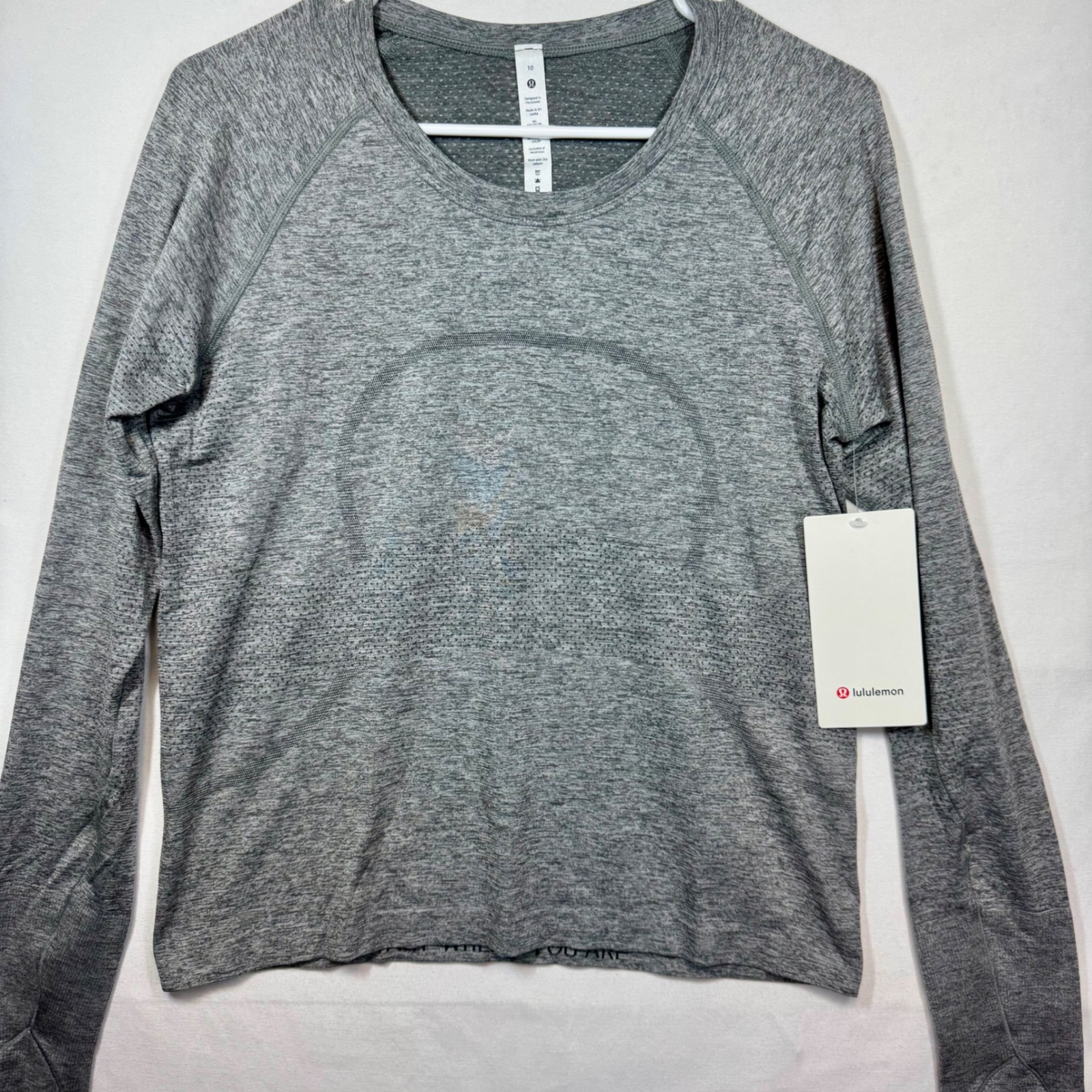 Lululemon Swiftly Tech Long Sleeve 2.0 Race Top Thumbholes Slate Gray Sz 10 NWT