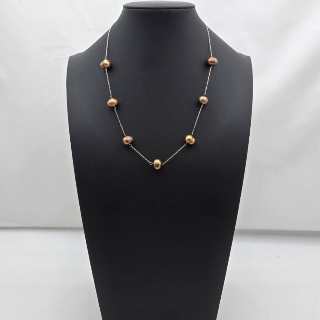 Sterling Silver Brown Pearl Necklace