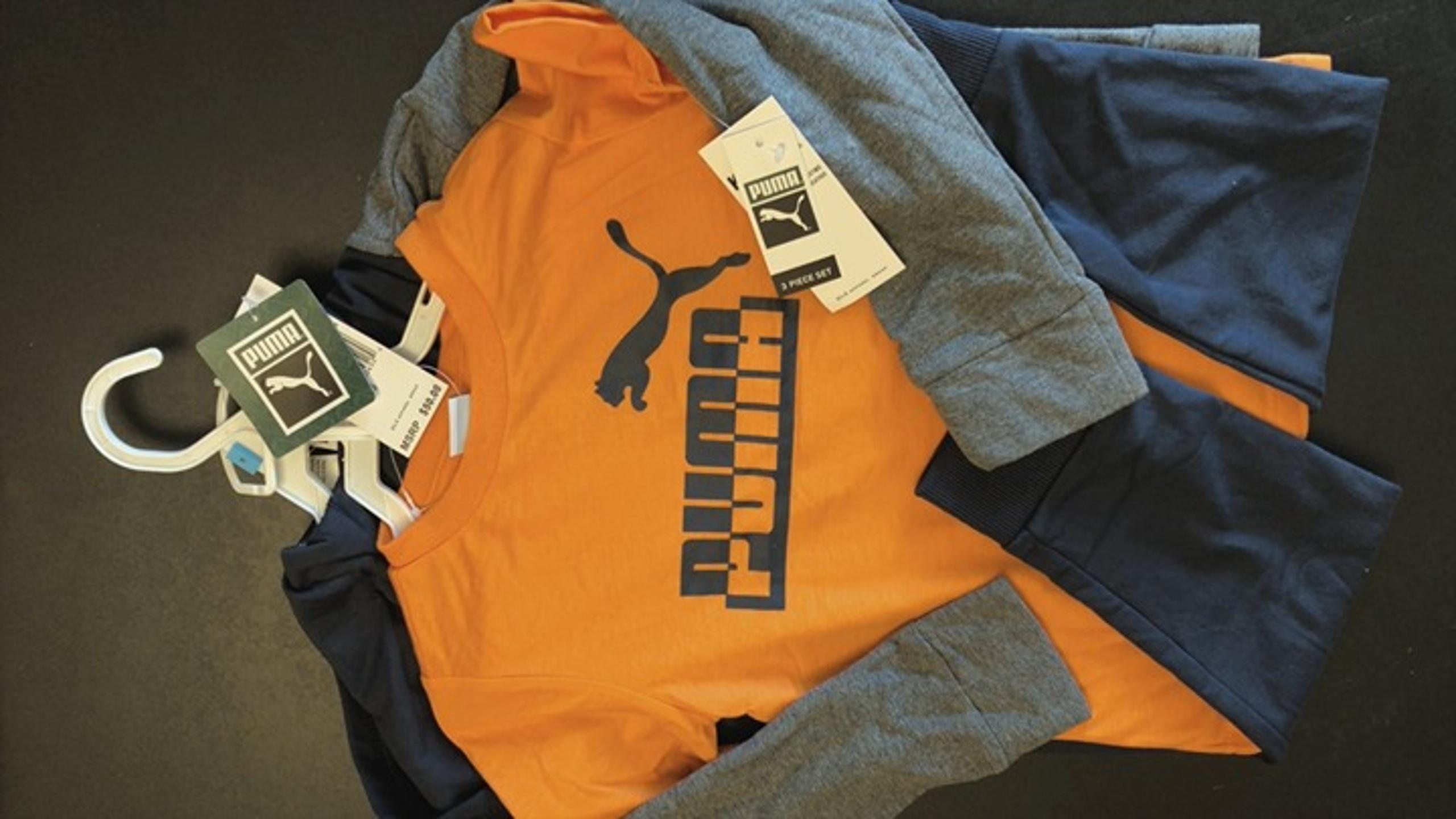 3 Piece Boys Sweatsuit - Boys 5 - Navy / Orange / Grey - PUMA