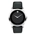 Movado Black Dial Black Leather Strap Mens Watch