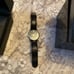 Movado Black Dial Black Leather Strap Mens Watch