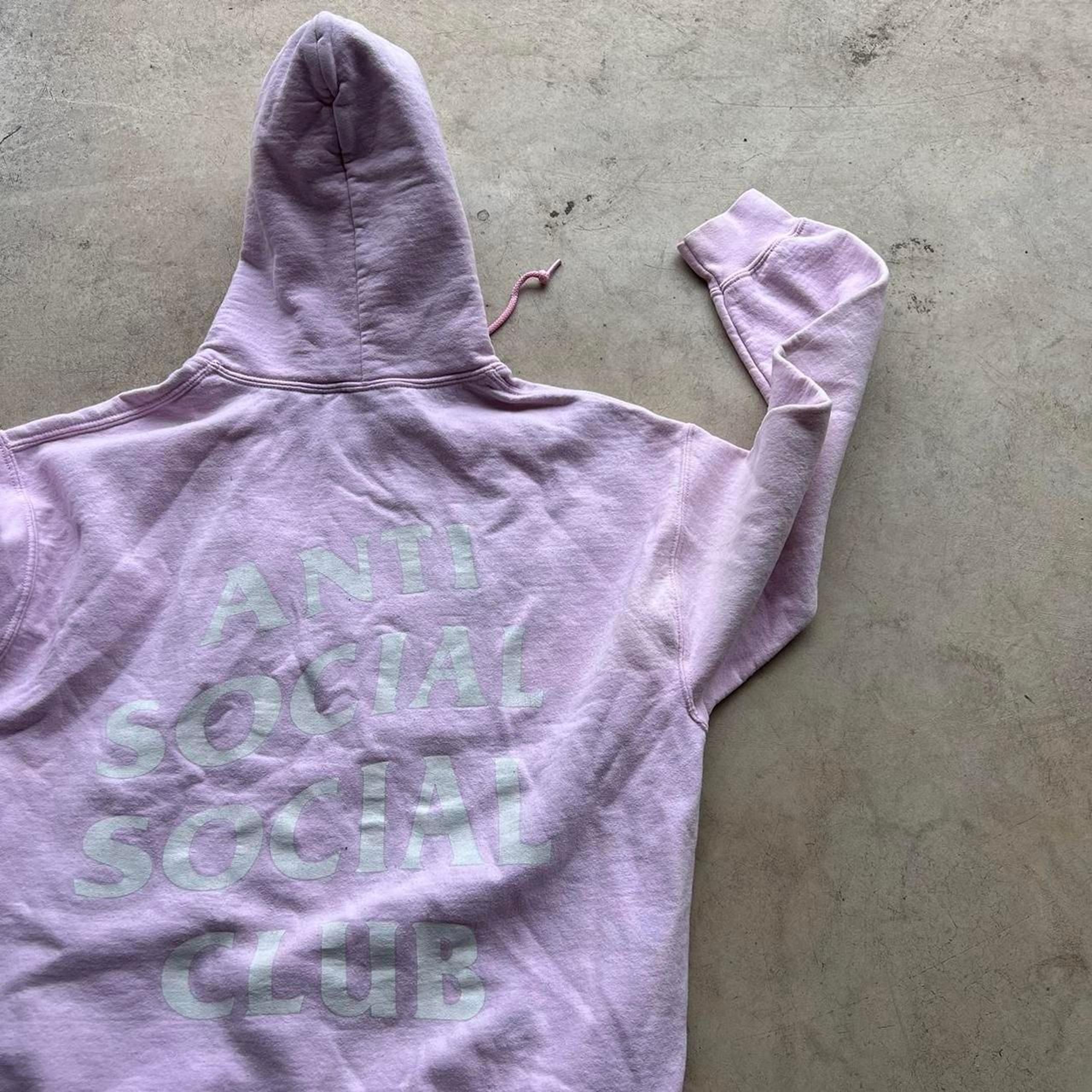 Anti social social club pink hoodie mens size K distressed