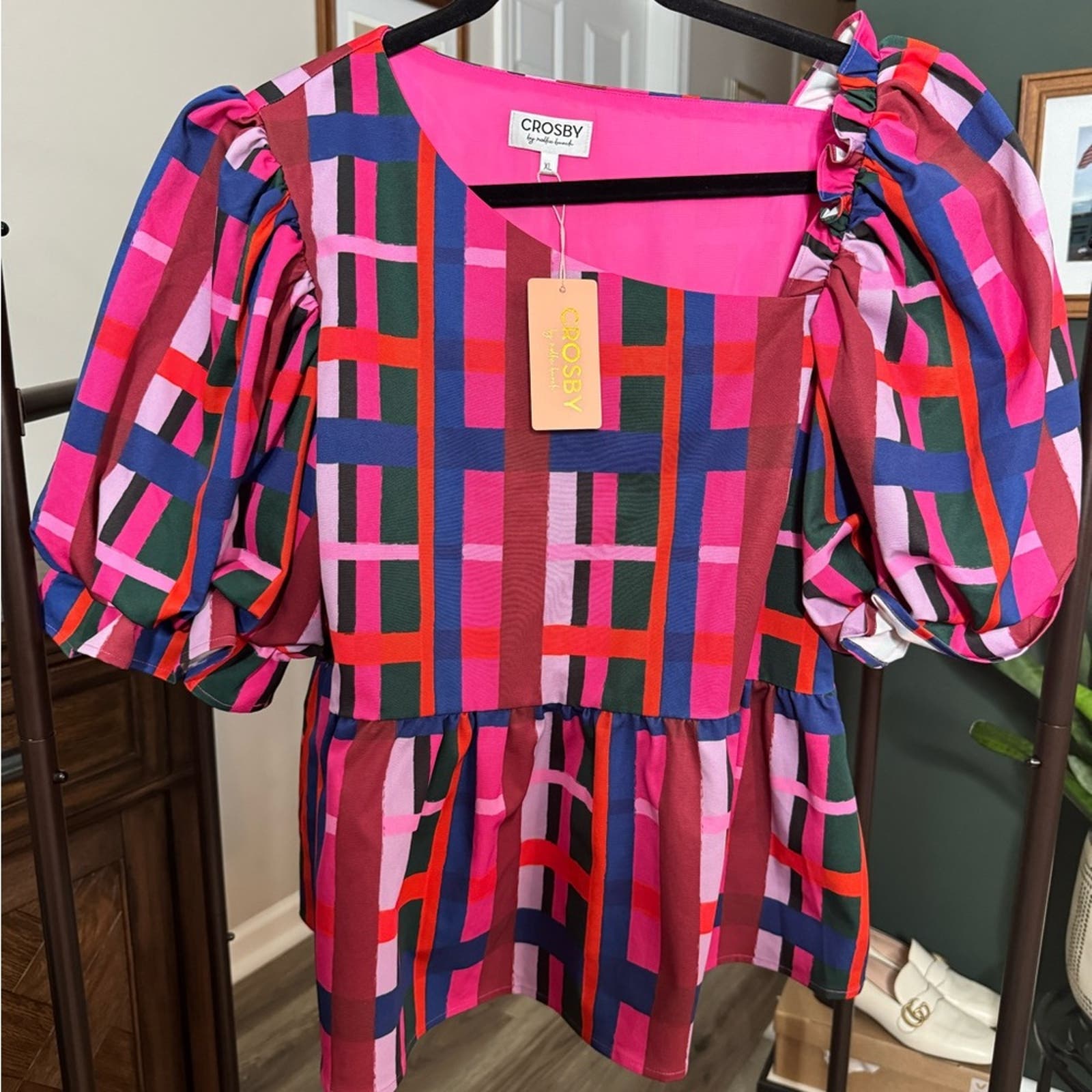 Crosby by Mollie Burch Plaid Please Top size XL