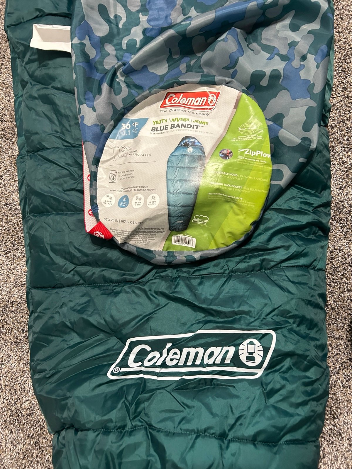 Coleman Youth Blue Bandit Mummy Sleeping Bag