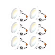 Sunco 6 Pack Retrofit LED Recessed Lighting 4in Selectable 2700K/3000K/3500K
