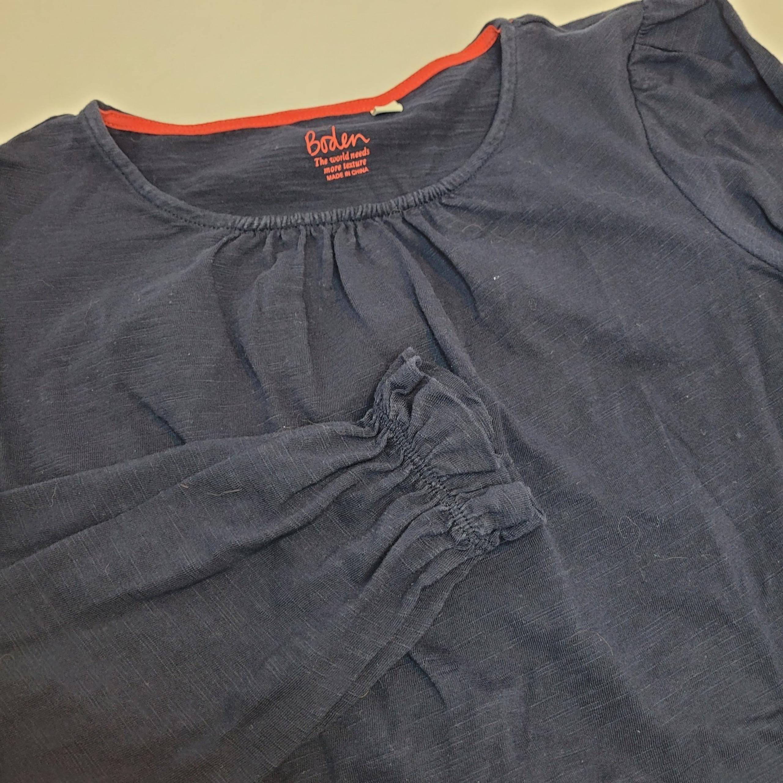 Boden Womens Jersey Knit Shirt XS Blue Long Sleeve Pleated Elastic Wrist