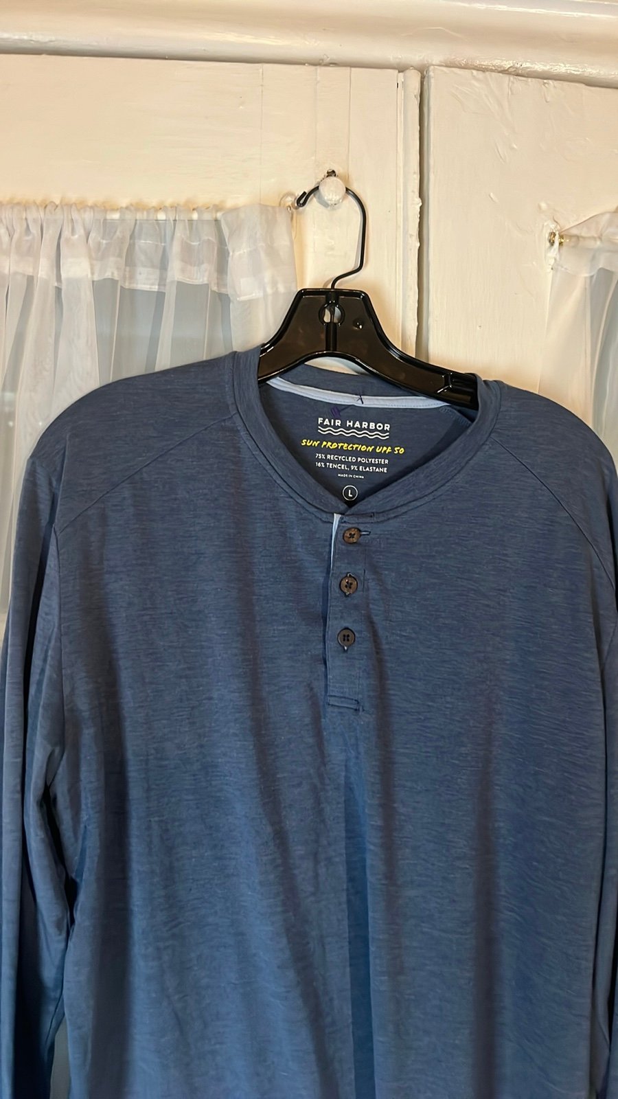 fair harbor Sun protection upf 50 Henley shirt Men’s Large