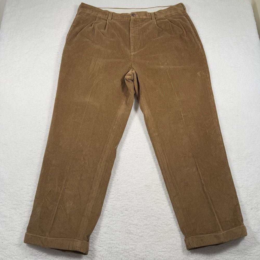 Brooks Brothers Pants Mens 40x30 Brown 346 Corduroy Straight Leg Cuffed Pleated