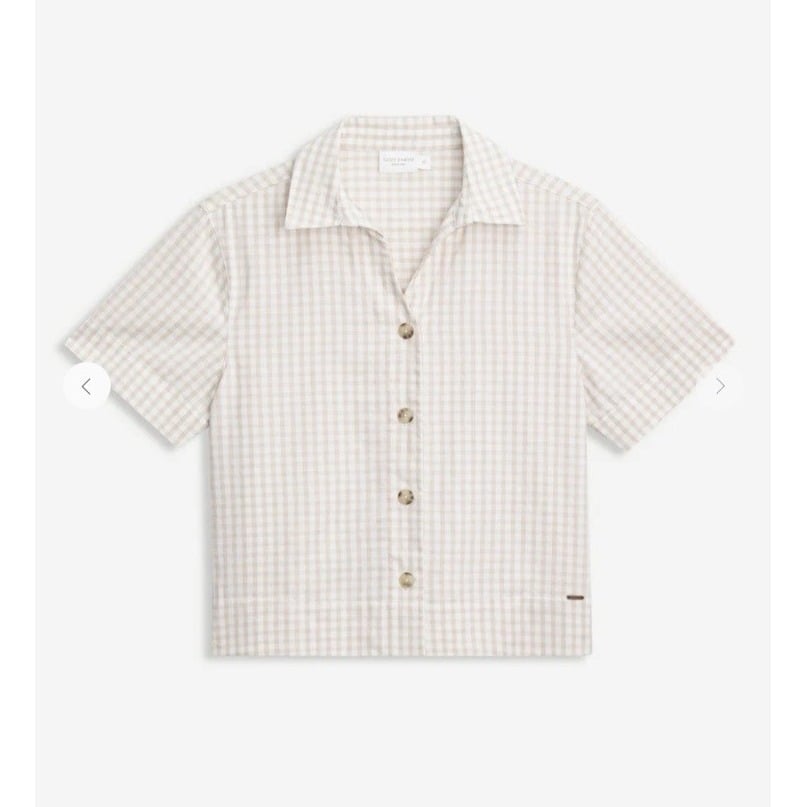 Cozy Earth Shirt Womens Medium Coastal Comfort Button Up Gingham Linen Tencel M