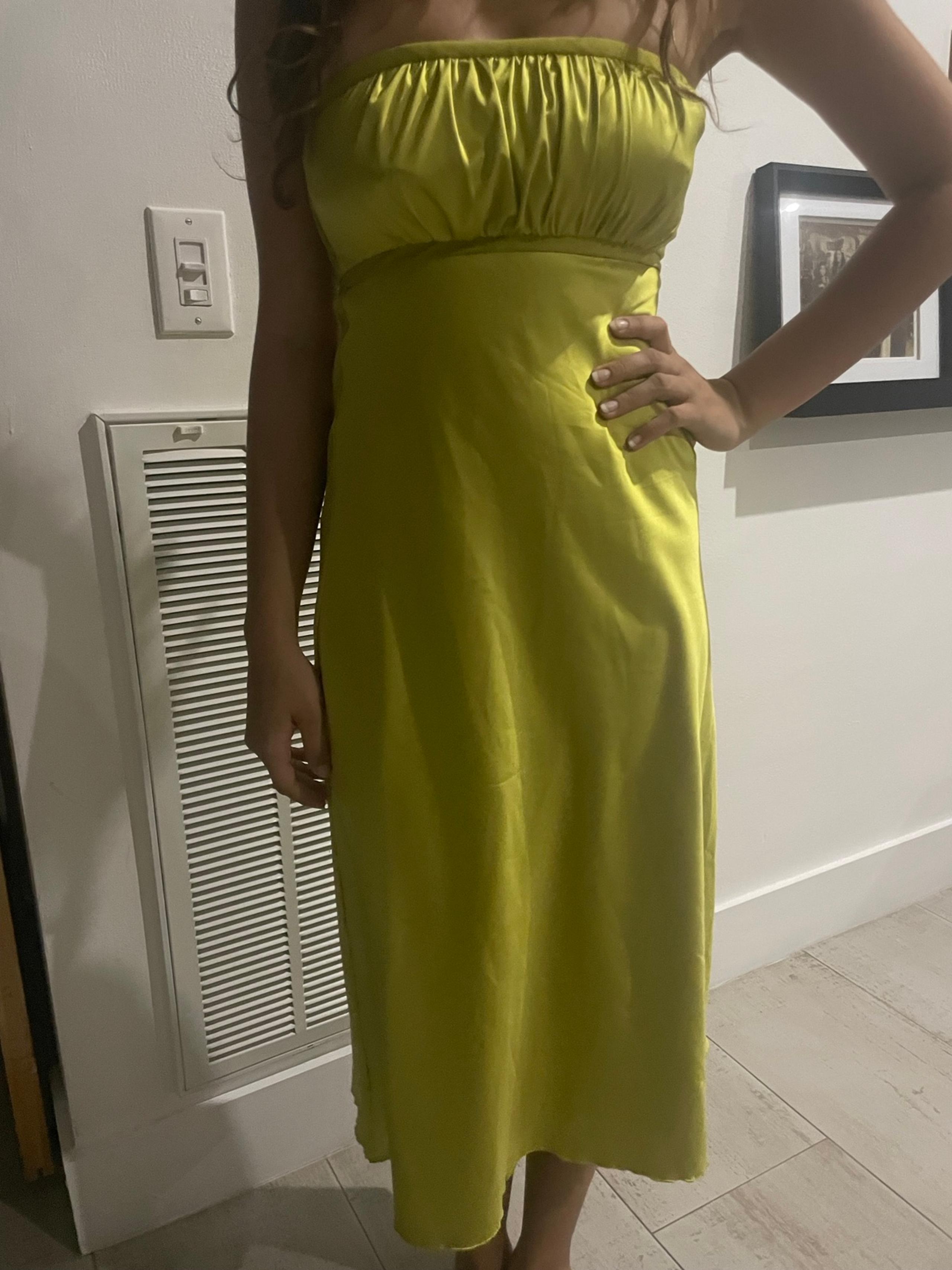 NWT Nicole Miller Midi Green Empire Waist Strapless Ruched Party Dress Sz 2