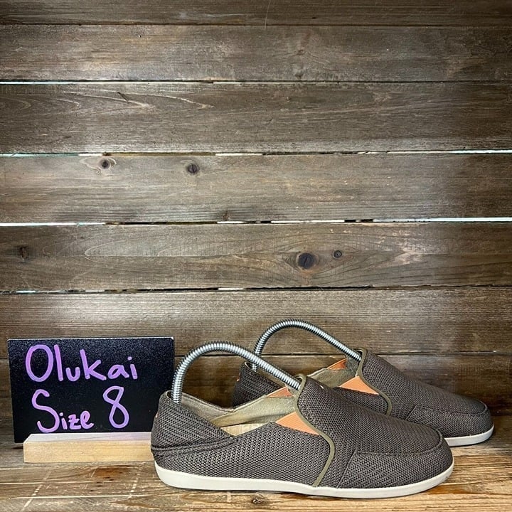 Womens Olukai Waialua Mesh Brown Slip On Comfort Sneakers Shoes Size 8 M GUC
