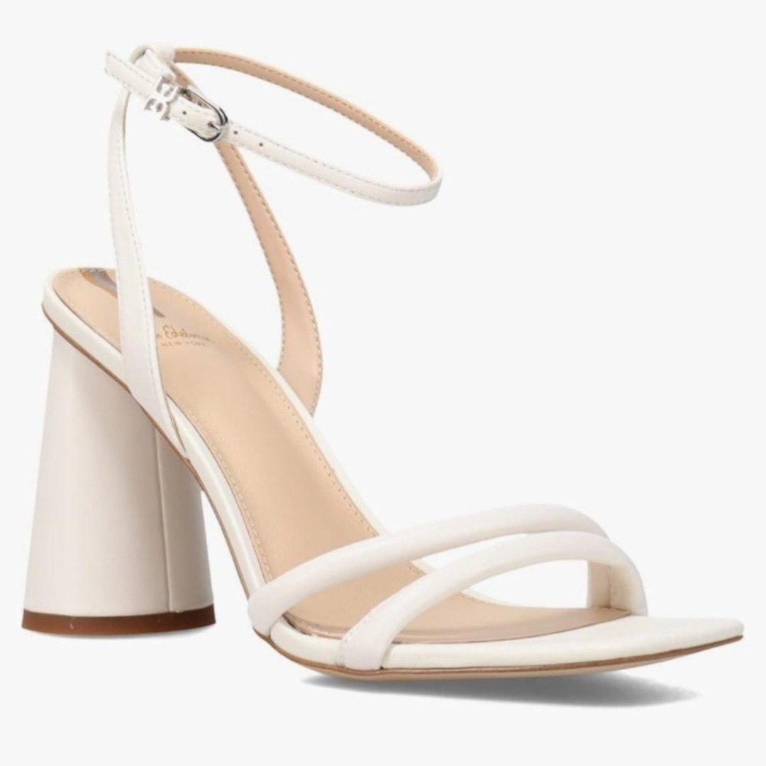 Sam Edelman White Kia Square Toe Buckle Anke Strap Heel Shoes 5.5