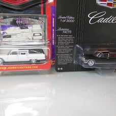 Black and White 1966 Cadillac Hearses / Johnny Lightning / 1/64 Scale