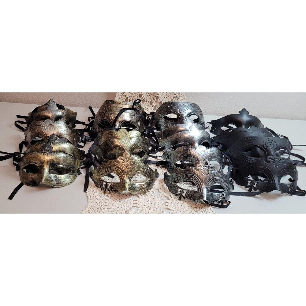 24 Various Styles Masks. Masquerade Party. Ball. gold, Bronze, Silver, Black.