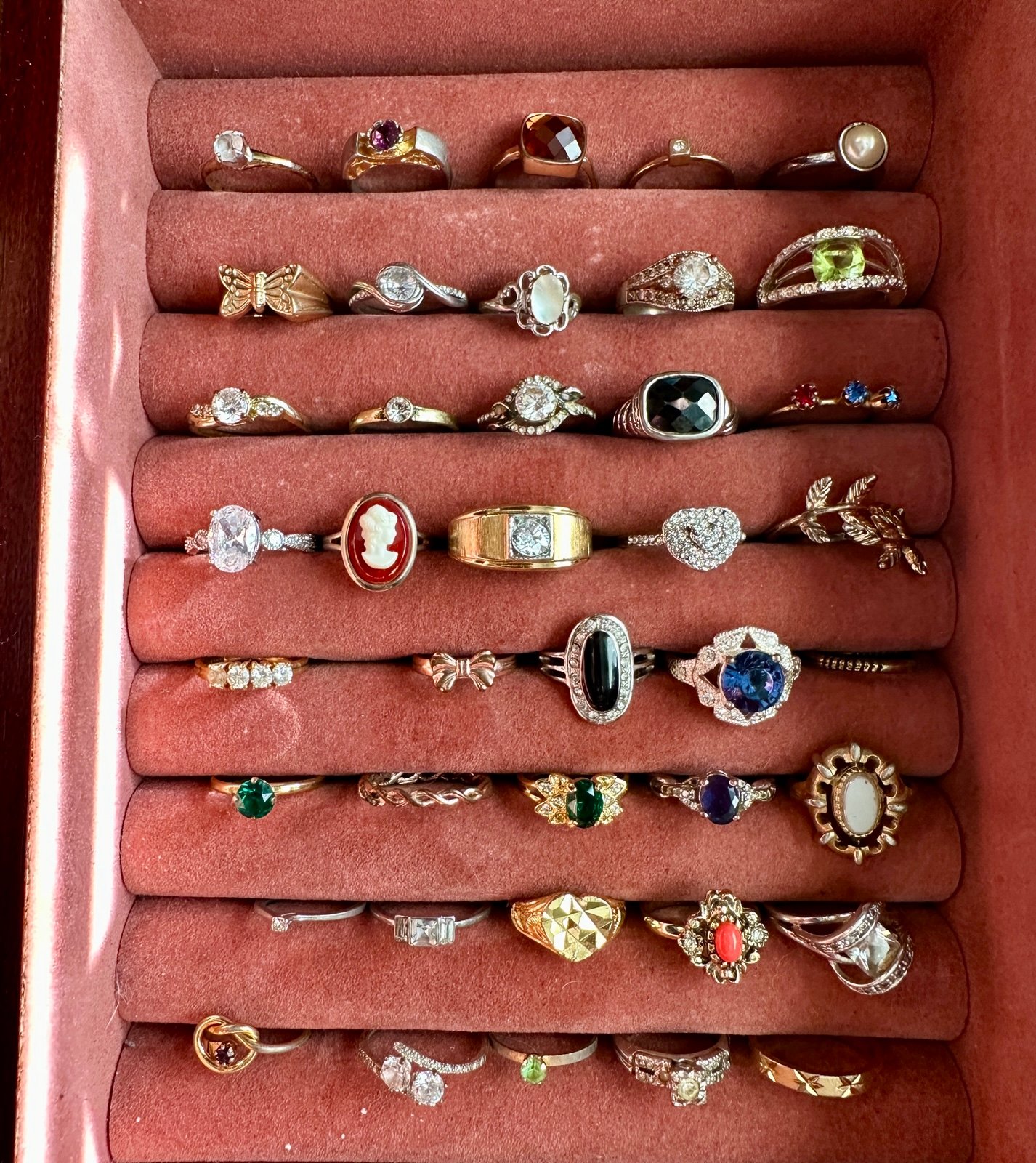 Vintage to Now Costume Fashion Cocktail Ring Lot Gold Silver Tone Rhinestones