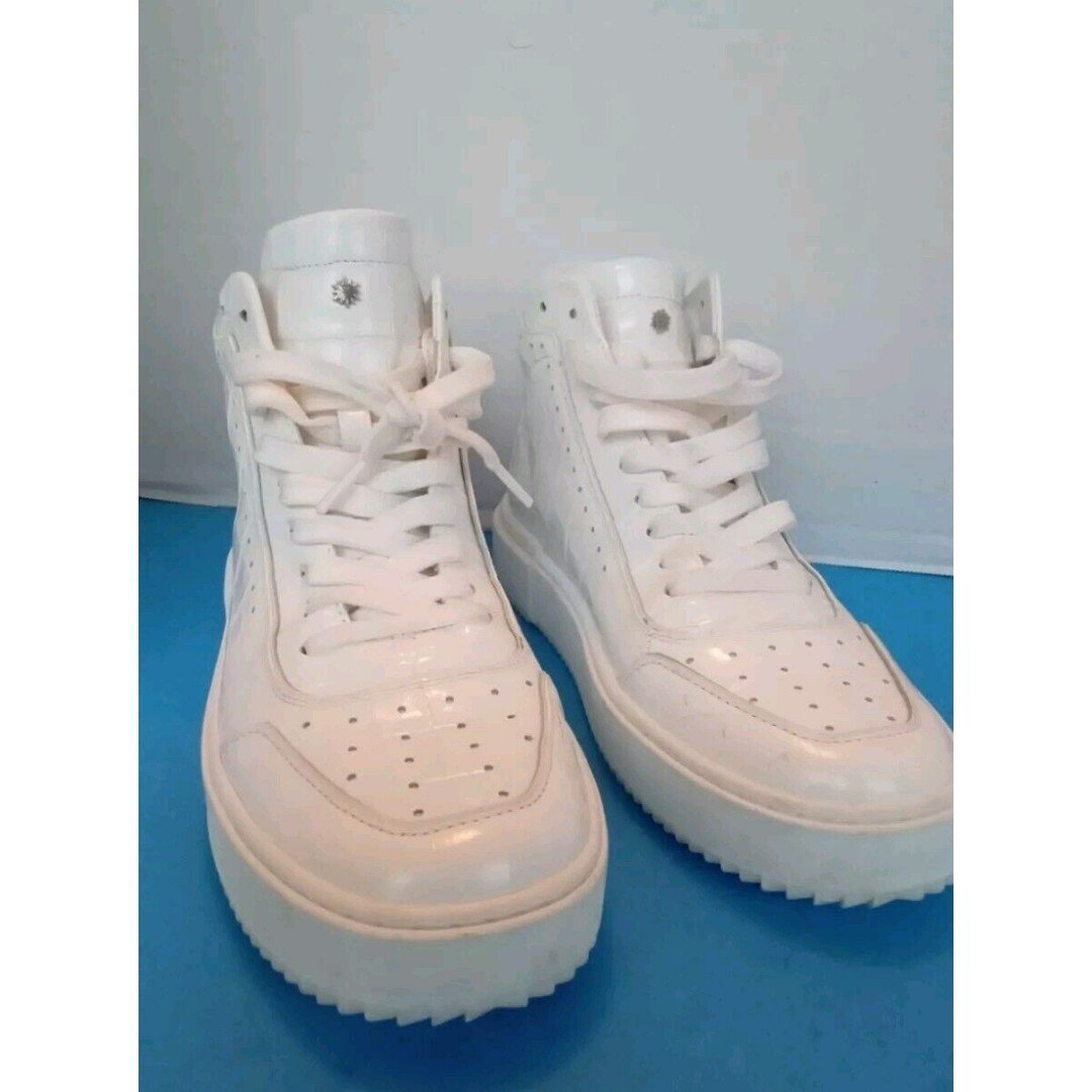 White High Top Fashion Sneakers Platform Sole Lace Up Casual Shoes