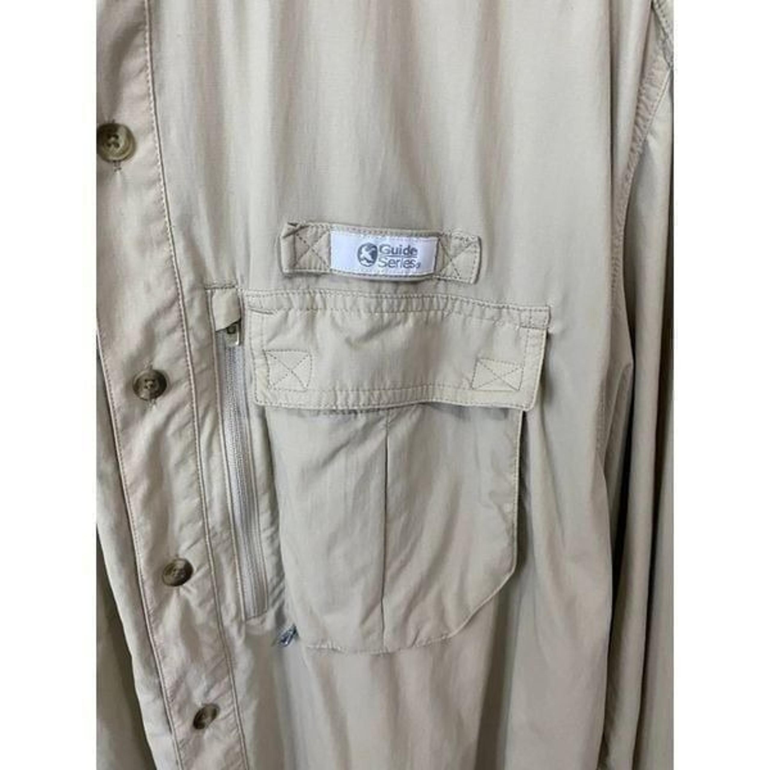 Gander Mountain Guide Series Tan Mesh Lined Outdoor Button Down Shirt Size XL