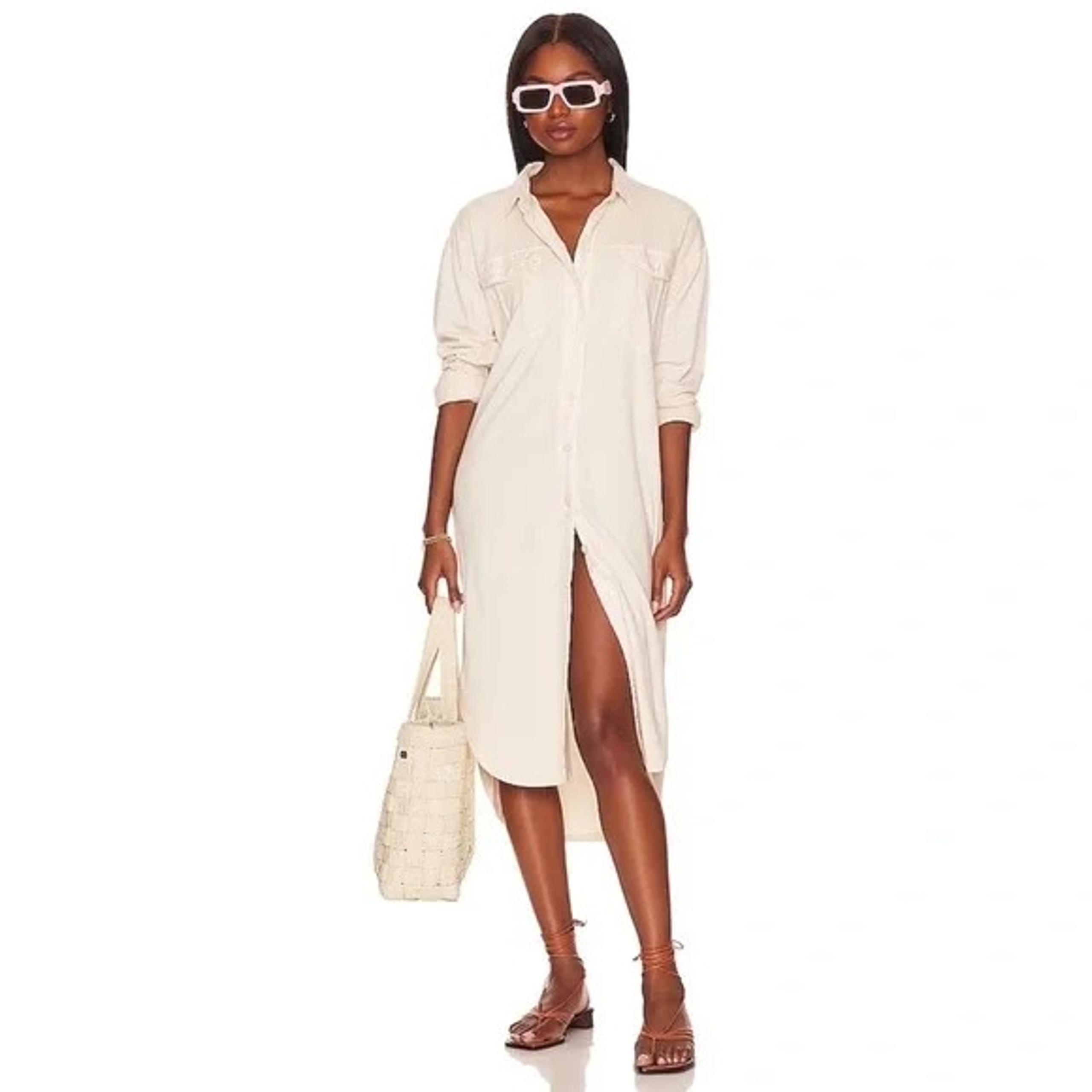 Revolve YFB Porter Shirt Dress in Sea Salt