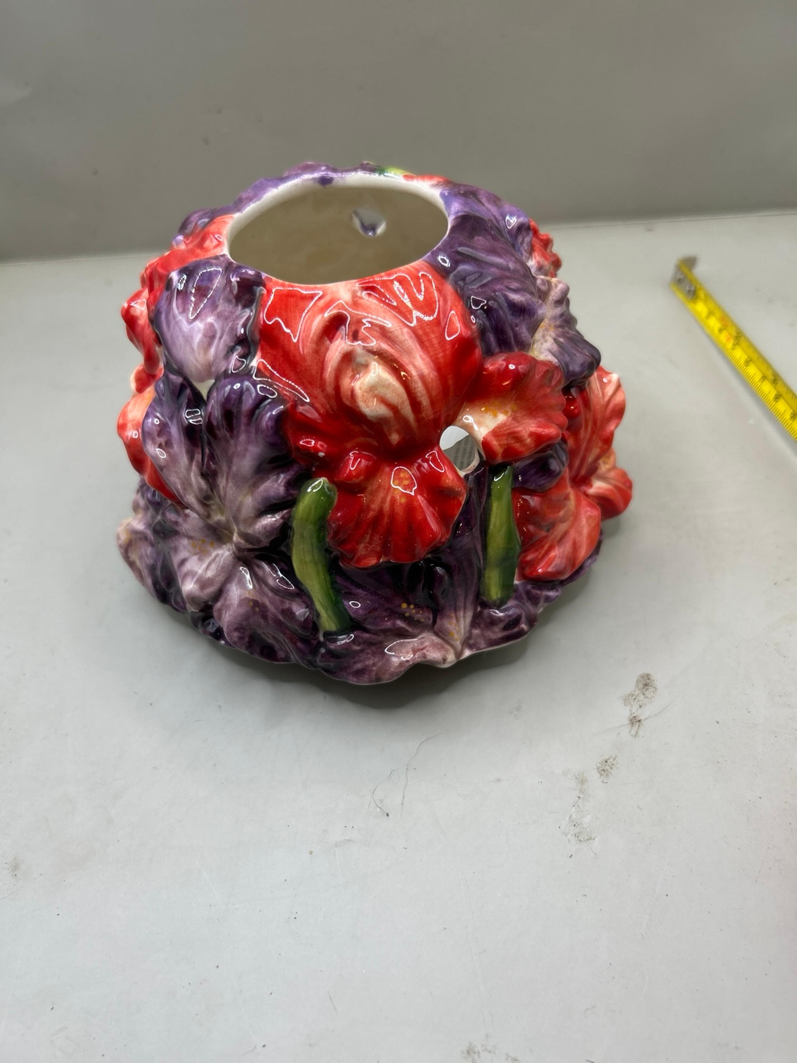 Floral ceramic lamp shade for jar candle Home Interiors