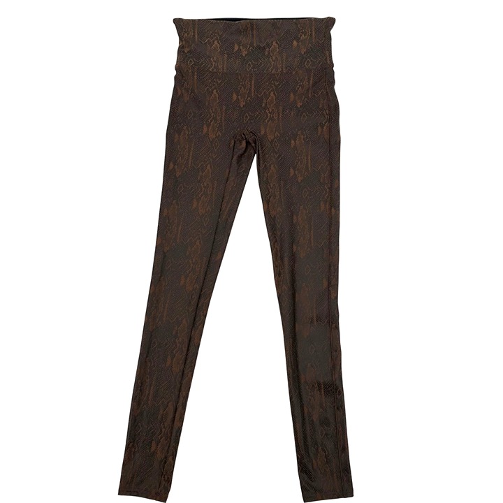 Spanx Womens Brown Snake Print High-Waisted Leggings With Shaping Fit Size M