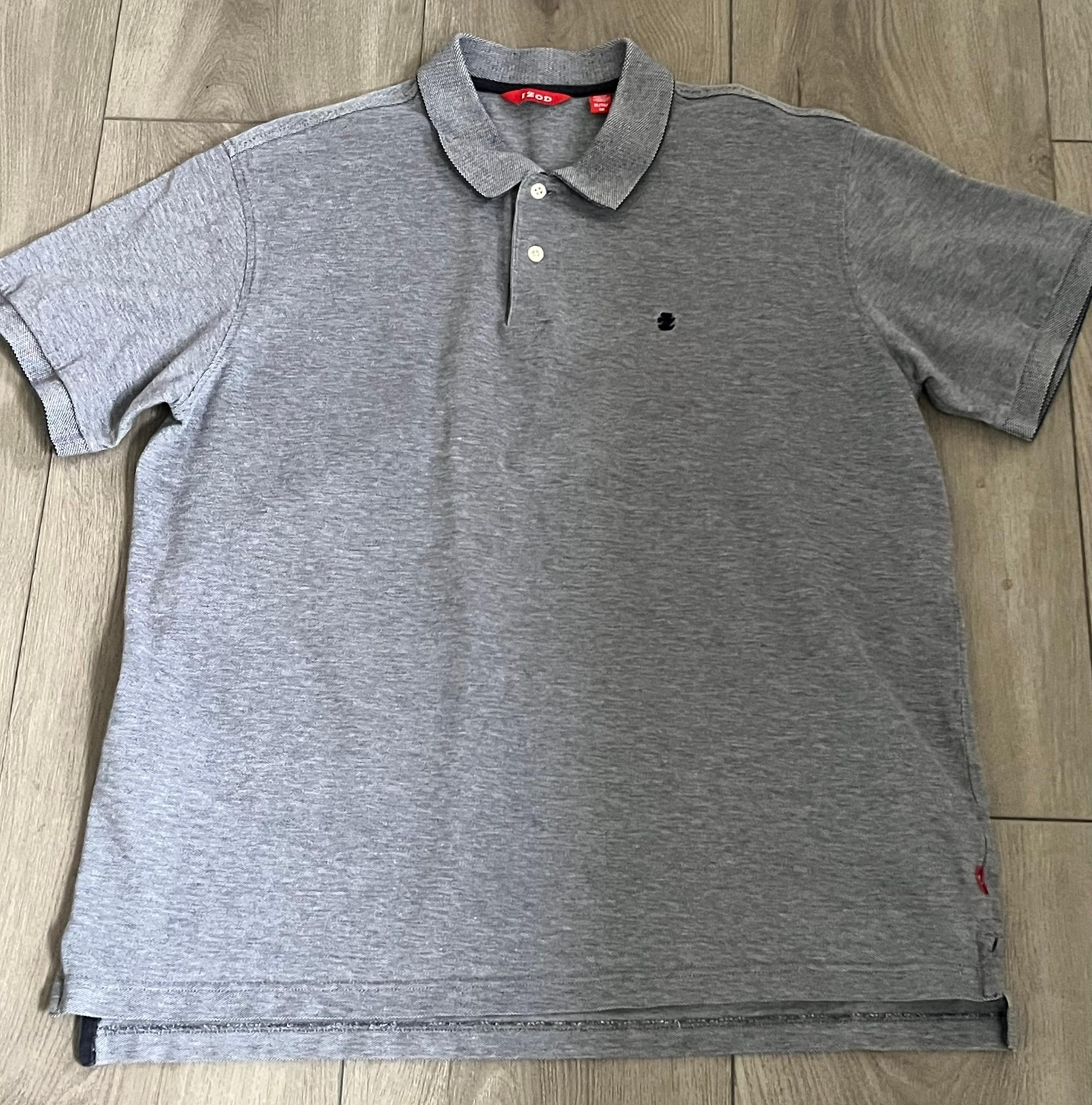 IZOD Polo Golf Shirt Men's Size XL Heather Navy Blue Short Sleeve Classic Logo