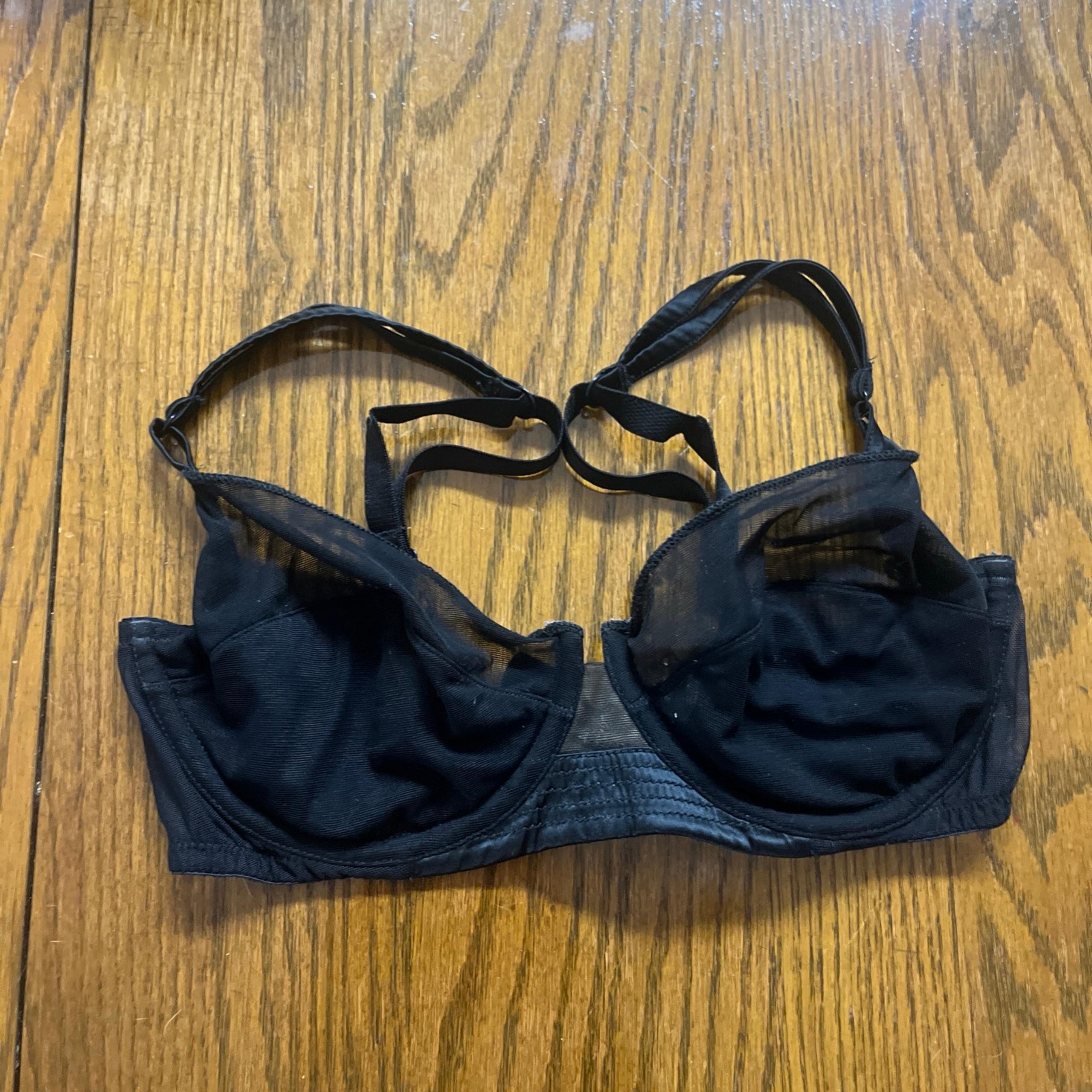 La Perla Black Underwired Bra Nylon Mesh Womens Size 32D see through