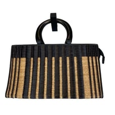 Vintage rattan wicker striped bag