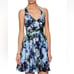Amanda Uprichard Blue Tropical Silk Halter Dress | Size M