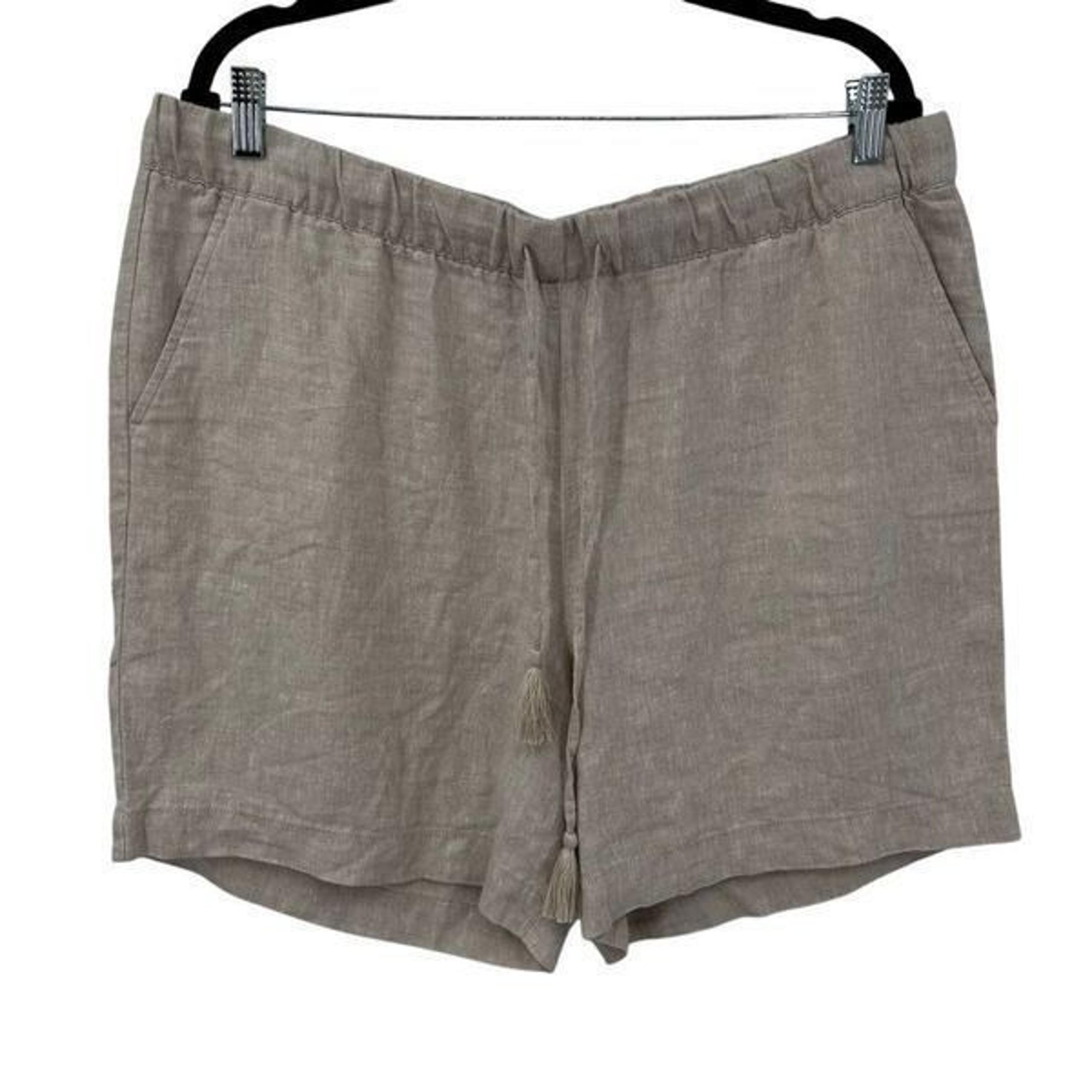 Talbots Linen Pull-on Shorts with Tassel Ties Cream Size XL NWT