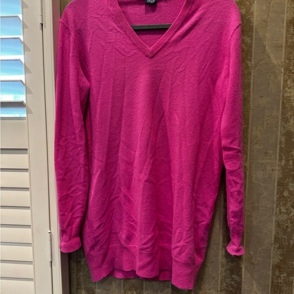 Polo Ralph Lauren Fuchsia Pink Cashmere Sweater V-Neck Italian Yarn Wool Small