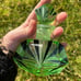 Green and Black Art Deco Empty Perfume Cut Glass Bottle