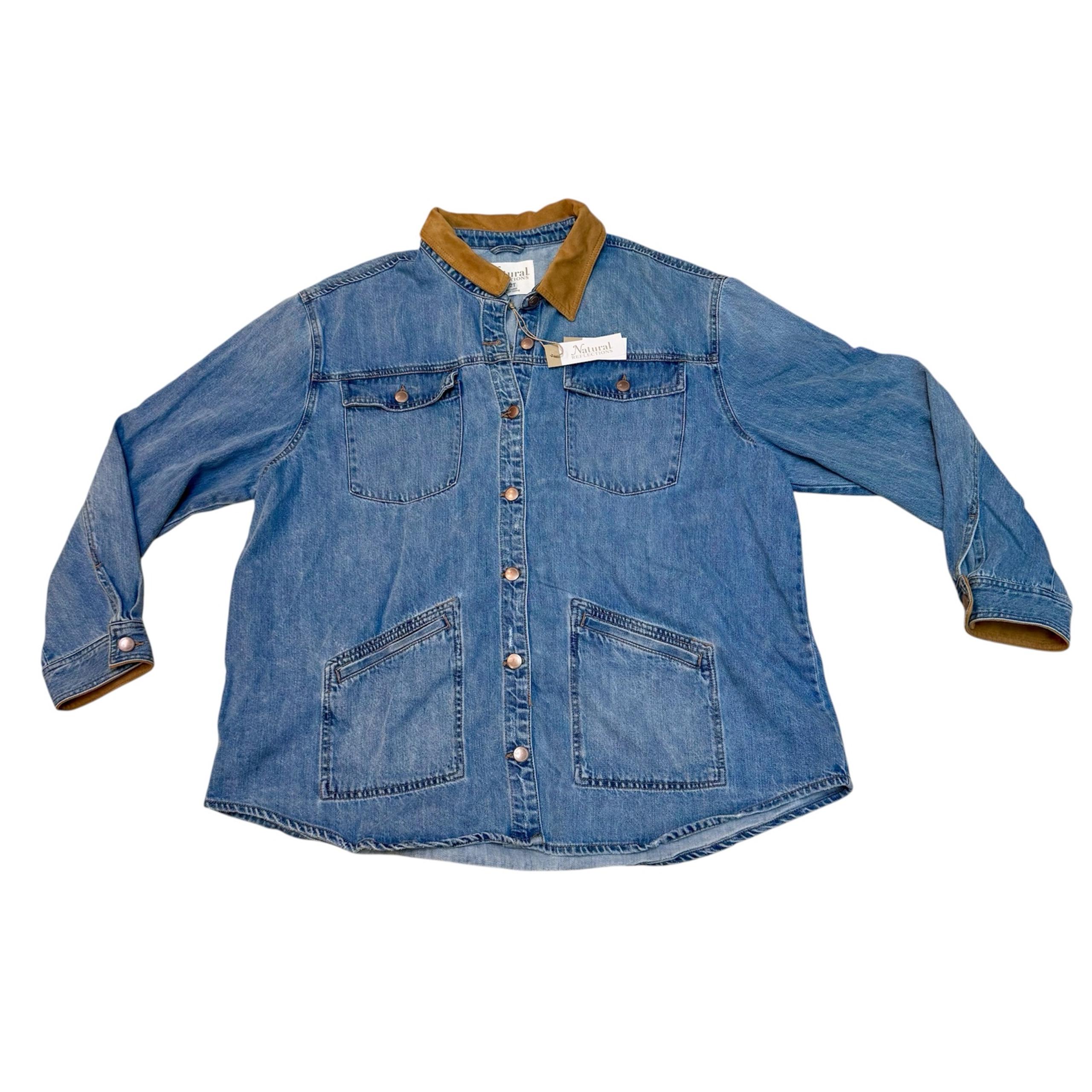 NWT Natural Reflections Women’s Blue Denim Barn Shacket Jacket Size 2X