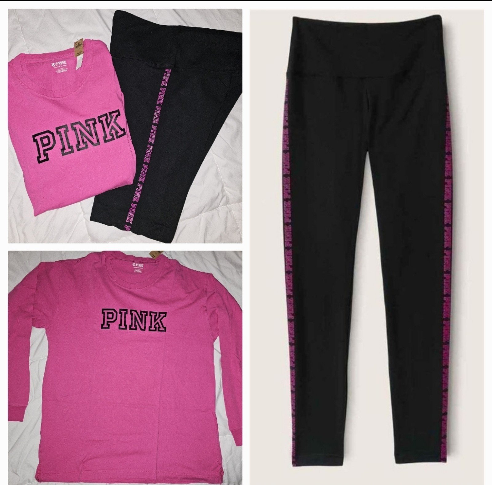 Victoria Secret PINK campus long sleeve shirt & matching logo leggings