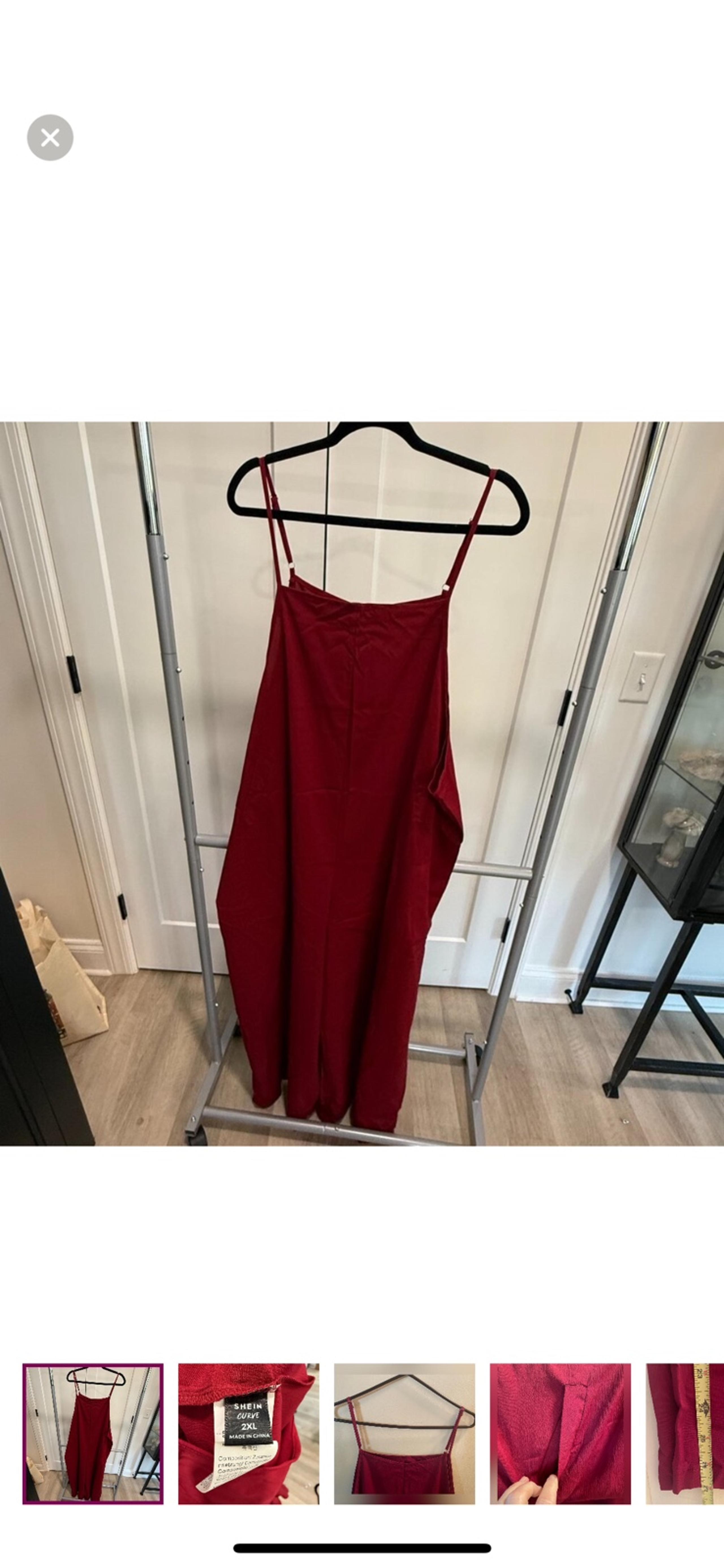 SHEIN Curve Spaghetti Strap Pant Jumpsuit Romper Red Maroon Size 2XL