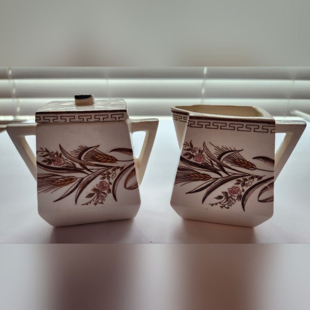 Vintage Ceramic Creamer and Sugar Set with Floral Design