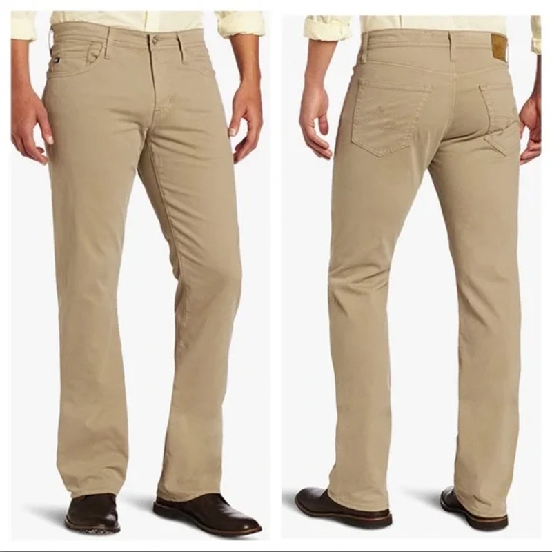 AG Adriano Goldschmied Mens The Protege Straight Leg Pants Size 40X32 Khaki Tan