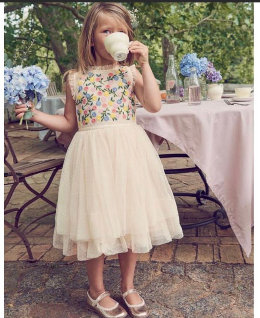 Mini Boden Floral Embroidered Tulle Dress