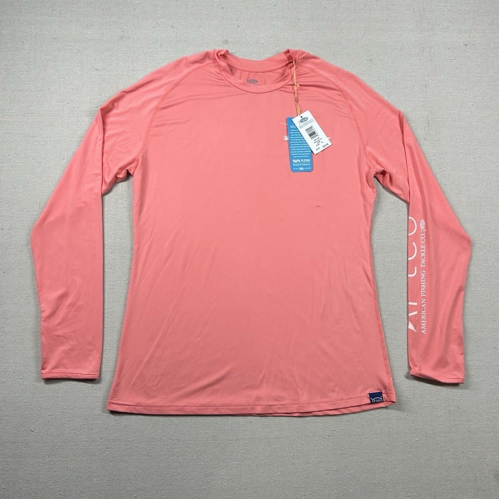 Aftco Shirt Womens XL Aftec Performance Fishing Tidewater Boating UPF Coral