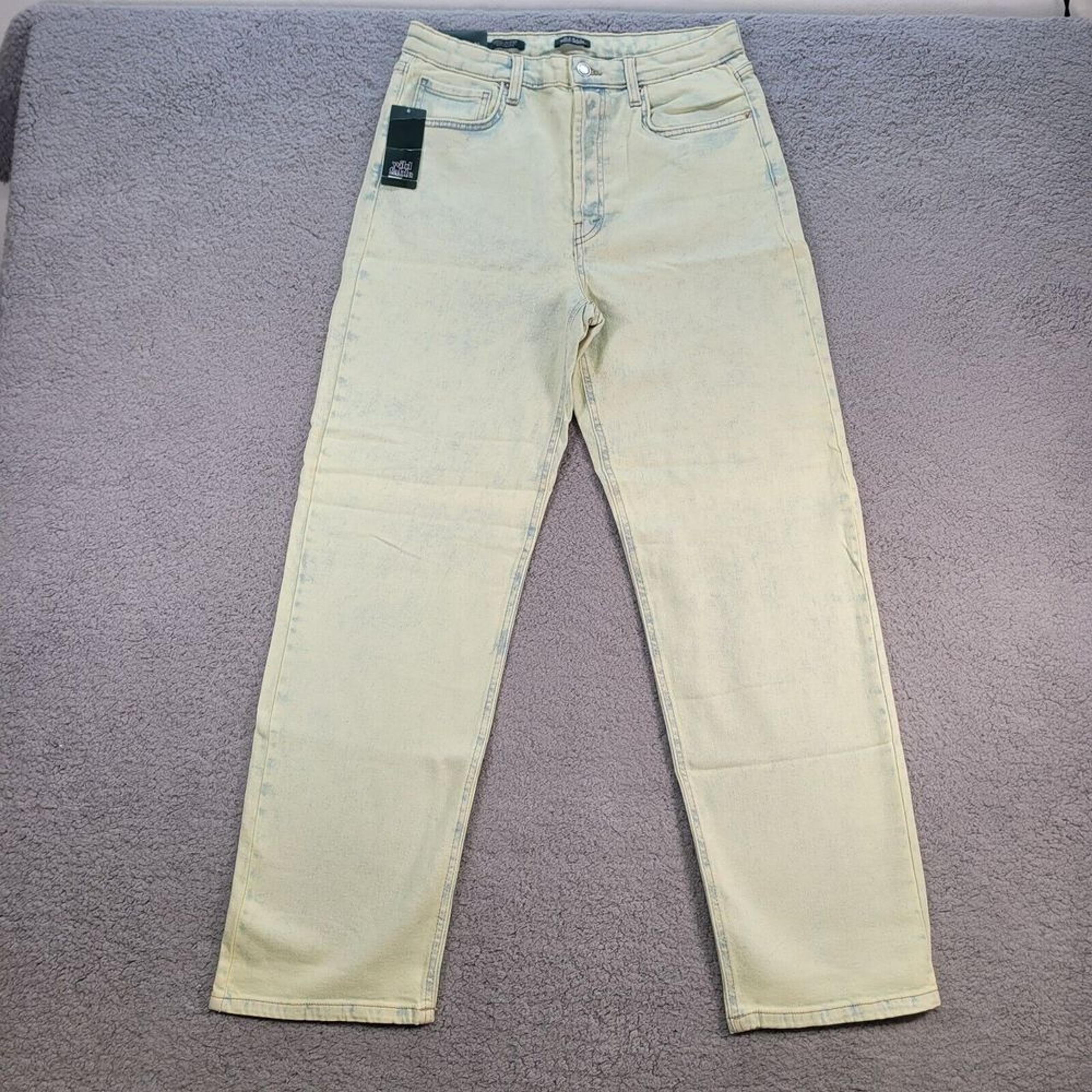 Women High Rise 90s Straight Neon Acid Wash Button FlyJeans Sz. 10/30 - Wild Fable