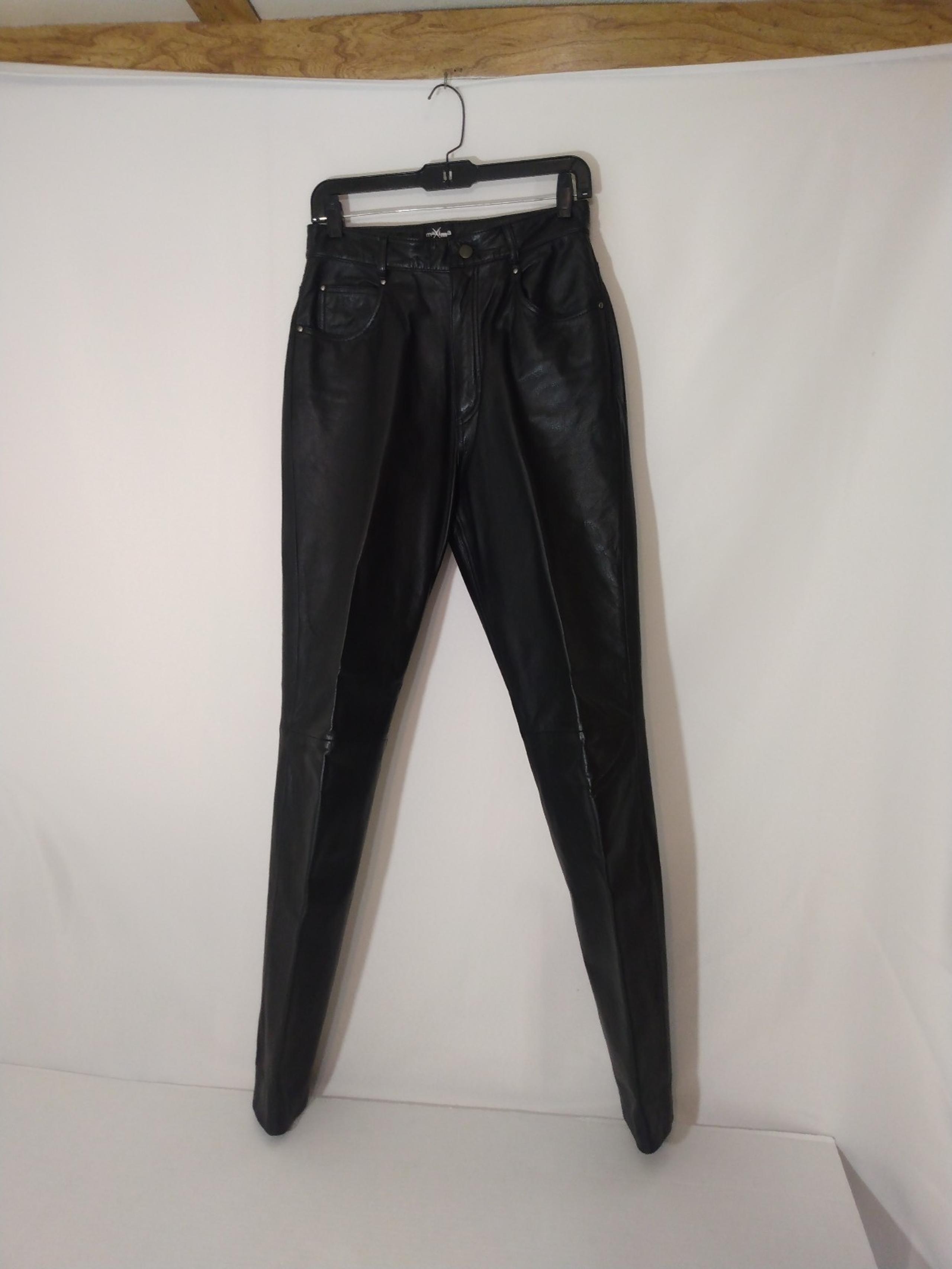 Womens Vintage Wilsons Maxima Black 100% Leather Pants Sz 10 28x32