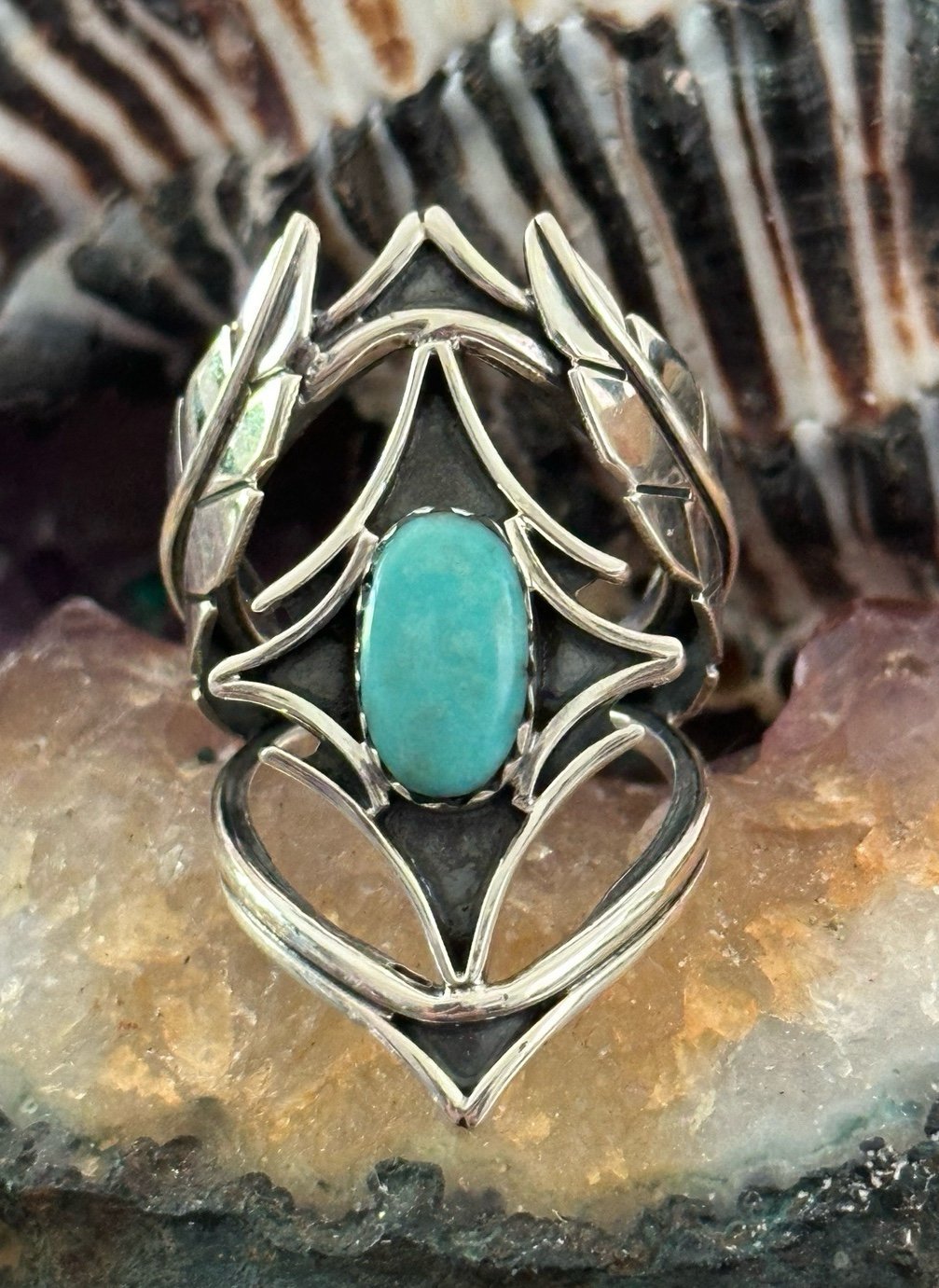 Turquoise statement southwestern sterling silver ring