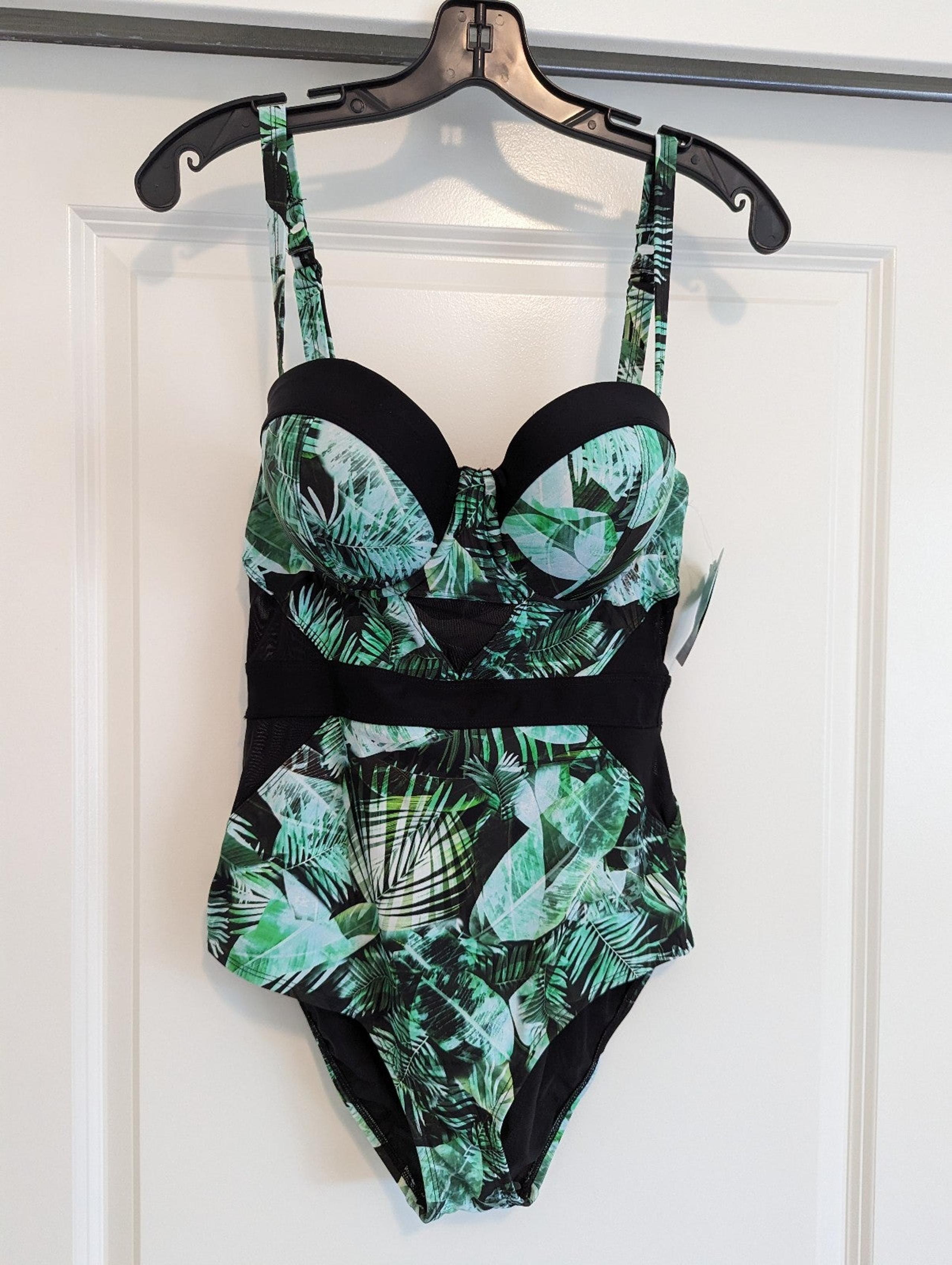 Torrid Vixen Green Palm Cut Out Swimsuit 00