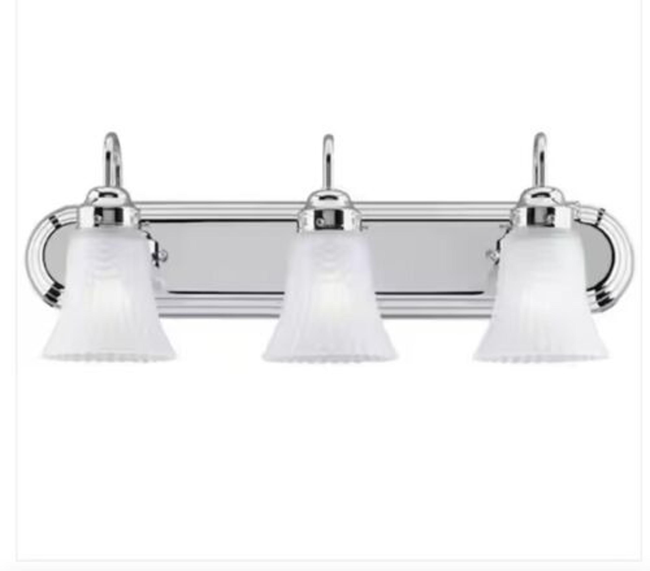 Westinghouse 66522 Chrome with Frosted Pleated Glass 3-Light Indoor Wall Fixture