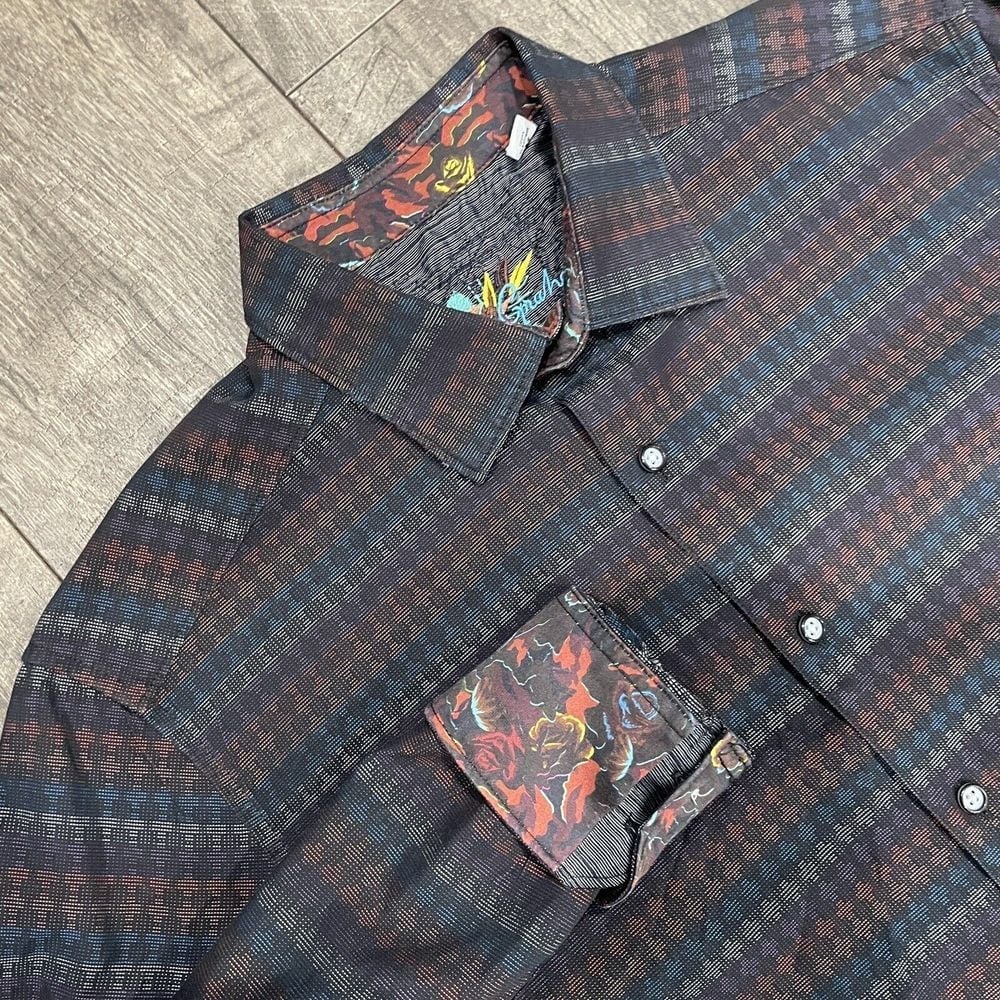 Robert Graham Men's Medium Calisoga Long Sleeve Woven Shirt Flip Cuff Roses