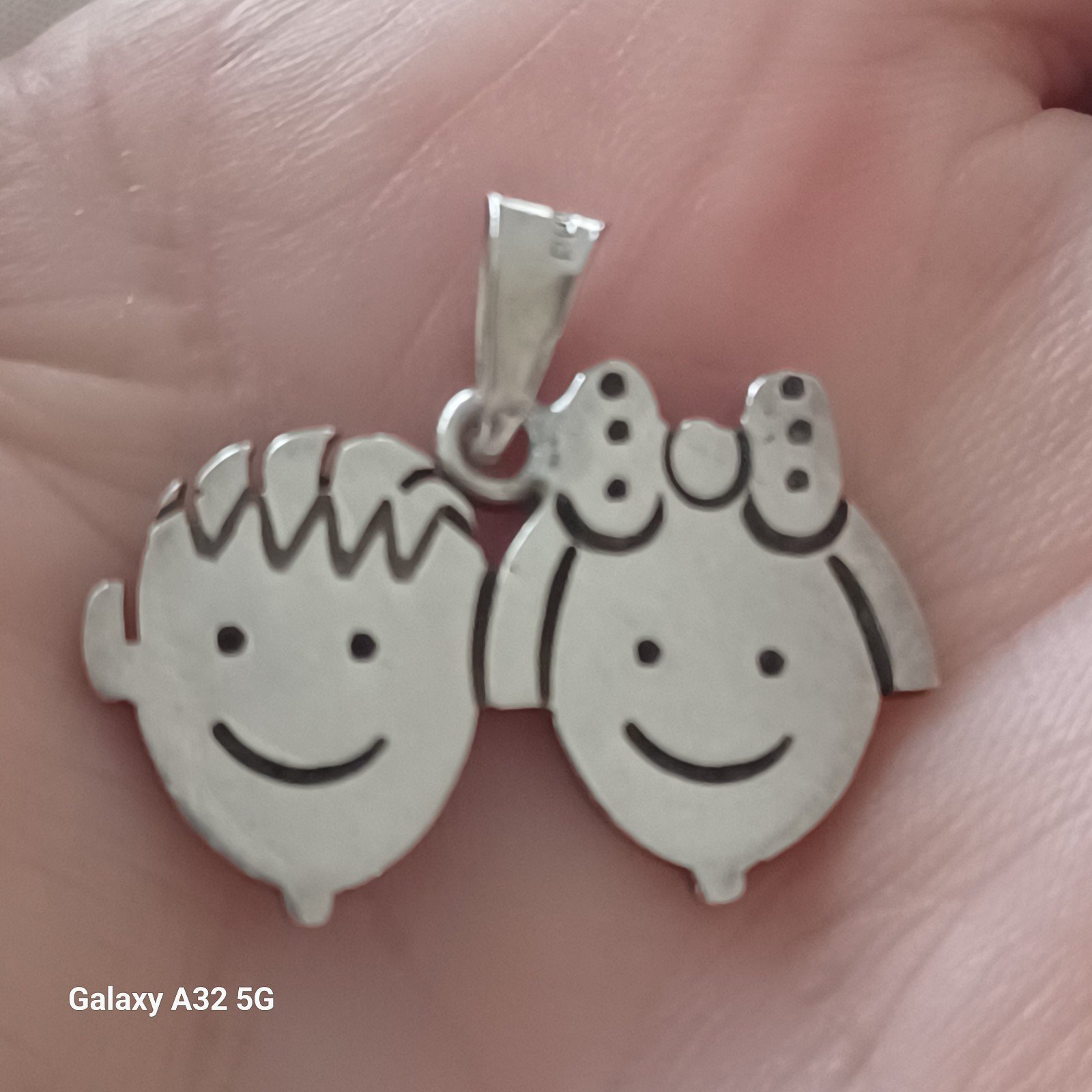Vtg.Sterling Silver BOY & GIRL PENDANT
