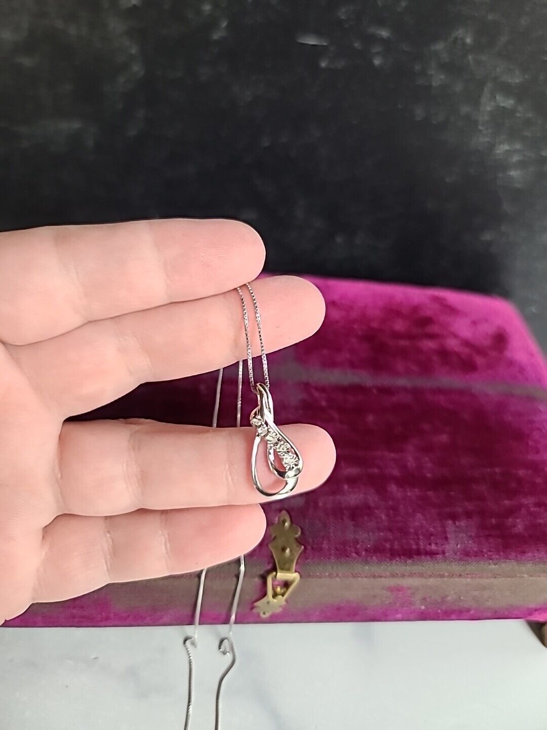 925 Diamond Pendant Necklace, Vintage
