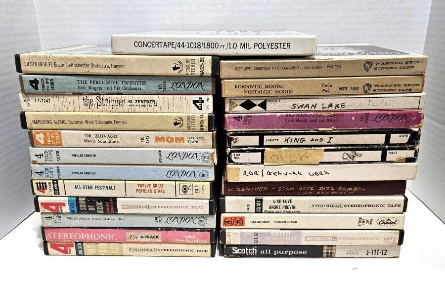 Lot of 25 Reel-to-Reel 7 1/2 Tapes Jazz Big Band Soundtracks Oklahoma Taboo